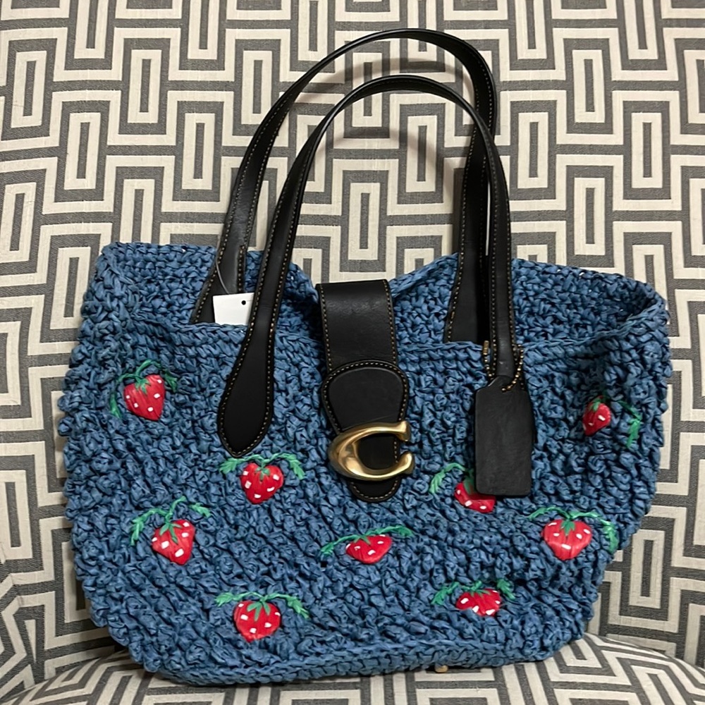 Coach Strawberry Straw Small Tote